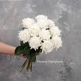 Real Touch Latex Rose Stem | High Quality Artificial Flower | DIY Floral | Wedding/Home Decoration | Gifts - White