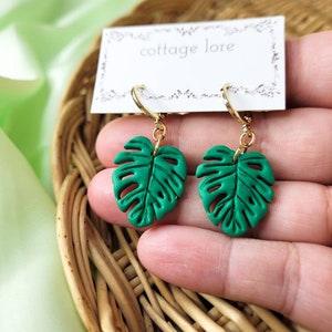 Monstera Dangles | Cute Houseplant Earrings | Polymer Clay