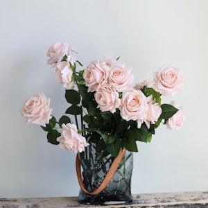 29.5" Soft Blush Pink Real Touch Roses, Luxry Realistic Fake Rose Stems, DIY Florals | Wedding/Home/Kitchen Decoration | Gifts, DIY Bouquets