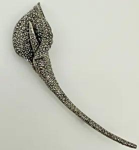 Vintage Retro Sterling Silver Marcasite Calla Lily Flower Statement Brooch