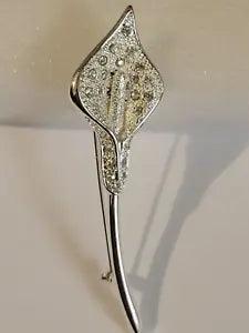 Calla Lily Flower Silvertone Pin by Napier