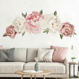 Peony Rose Flower Blossom Wall Stickers Home Living Room Decor Mural Decal