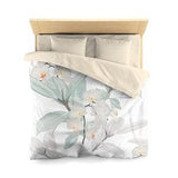 Tropical White Orchid Flowers And Ficus Duvet Cover