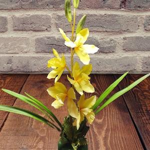 Absolutely beautiful Artificial Cymbidium Orchid plant W/O pot YELLOW