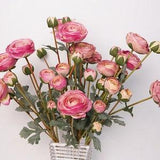 Ranunculus Bouquet with Buds, Fake Buttercup Bundle, Small Peony Craft, Artificial Flower, Rustic Home Floral Decor, Bloom for Wedding Party