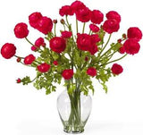 1087-RD Ranunculus Liquid Illusion Silk Flower Arrangement, Red,7.5" X 9" X 30"