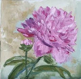 Original Art Pink Peonies Impasto Oil Painting Pink Peony Flowers Art 8????8"