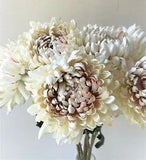 Artificial Silk Flowers Stem Chrysanthemum Cream Beige Dried Flower Artificial