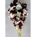 Cascade Wedding Calla Lily Bouquet Cramberry Bouquet Bridal Bouquet Real Touch Burgundy Calla Lily Bridal Bouquet Wedding  Bouquets