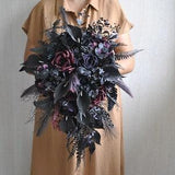 Black bridal bouquet, Gothic wedding bouquet, Burgundy bouquet