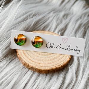 Sunflower field earrings, 10mm hypoallergenic stainless steel earrings, beautiful gift