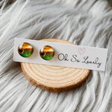 Sunflower field earrings, 10mm hypoallergenic stainless steel earrings, beautiful gift