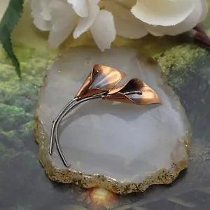 Vintage NYE Copper Calla Lily Pin Brooch