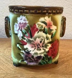 Vintage Czechoslovakian Hand Painted Planter Carnations Flowers Art Pottery