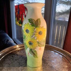 Retro Sunflower Ceramic Pottery Vase - Nice Design !                      >>> New <<<