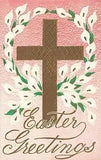 1910's Embossed Easter Postcard Gold Cross with Calla Lily Wreath UNPOSTED E107