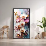 Modern floral botanical themed print depicting orchids