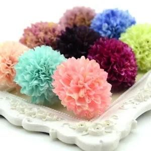 10pcs 5cm Carnation Artificial Silk Pompom Flower Heads Hydrangea Home...