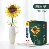 Building Blocks Bricks DIY Flower Rose Sunflower Potted Bouquet Home Decoration