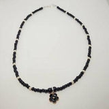 Black Flower Necklace, Seed Bead Necklace, Black Beaded Choker, Small Bead Necklace, Minimalist Jewelry, Dainty Necklace, Black Bead Jewelry