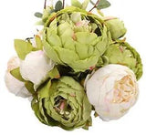 Fake Flowers Vintage Artificial Peony Silk Flowers Wedding Home Green