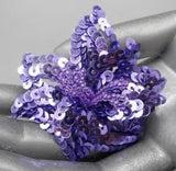 Vintage Lily Flower Brooch Wired Purple Sequins and Seed Beads 2 & 3/8"