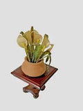 Dollhouse Plant Lily Miniature Potted Plant Stand  Artisan Clay Pot Flowers  LOT