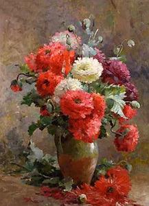 Oil painting Albert-Tibulle Furcy de Lavault - Still life of Peonies flowers