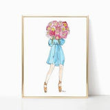 Peony Blooms Babe - Prints - 8"x10" - Various Sizes - Wall Art - Summer Fashion - Gifts for Her - Fashion Art - Peony Bouquet - Think of You