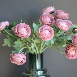 19" Dusty Pink Real Touch Faux Ranunculus, DIY Florals Gifts, Handmade Home/Wedding/Holiday Decorations, Make Bouquets/Centerpieces