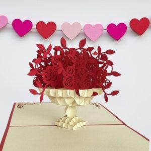 Mother's Day Pop Cards Red Rose Bouquet Pop Up Greeting Card, Pop up Birthday Card, Flowers Pop Cards, 3D Cards, Valentine's Day Pop Cards