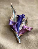 Handcrafted Lily Brooch Pin Purple Blue Clay C145-3