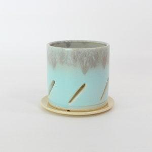 Orchid pot & saucer, handcrafted ceramic, M