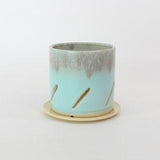 Orchid pot & saucer, handcrafted ceramic, M