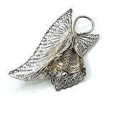 Vintage Sterling Silver Filigree Calla Lily Flower Brooch Pin Pendant C Clasp