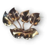 Vintage Calla Lily Brooch Gold Plated Mid Century Flower Floral Modernist 2"