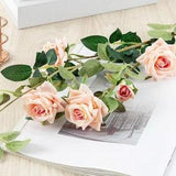 5-Head Champagne Long-Stem Velvet Peony Rose High Quality - Floral - Flowers - Roses - Bouquets - Cake Accessories