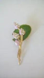New Vintage Style Enamel Diamonte Water Lily Brooch Name Stamped