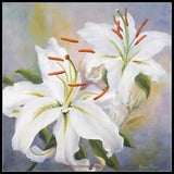 White Lilies - Counted Cross Stitch Patterns - Color & BW Symbols Charts