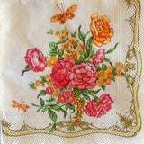 3 Decoupage Beverage Napkins, Dainty Pink Peonies Bouquet, 10" x 10" unfolded