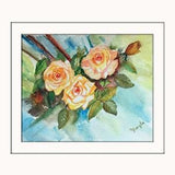 Handpainted Watercolor Original Artwork - Yellow Roses
