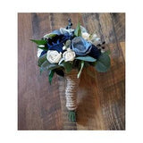 Navy Dusty Blue Bouquet, Blue Thistle Ball Bouquet, Blue Sola Wood Bouquet, Navy Light Blue Eucalyptus Bouquet, Destination Wedding Bouquet