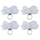 DII Beautiful Peony Flower Napkin Rings White, 4 Piece