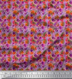 Soimoi Purple Velvet Fabric Peony & Anemone Floral Print Fabric-1Pr