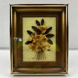 Vintage Mary K Floral Art Hand Made Pressed Dried Flowers In Frame Mount Violet