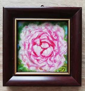 Original Oil Painting Peony -Pink Flowers Collectible Painting -Small Artwork