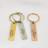 Floral keychain - Personalized keychain for mom, grandama - Gift for her - Flower keyring