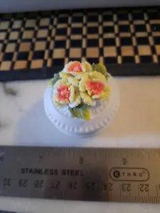 Small Porcelain Carnation Flower Trinket Box, Really Tiny