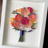 Paper flower bouquet - framed wall art - pink rose bouquet art - wall art - quilled flower - gift for mother - flower gift for her