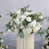 White Wedding Table Arrangement, Guest Table Flower Ball, Wedding Floral Centerpiece, Made with Rose, Peony and Baby's Breath Eucalyptus